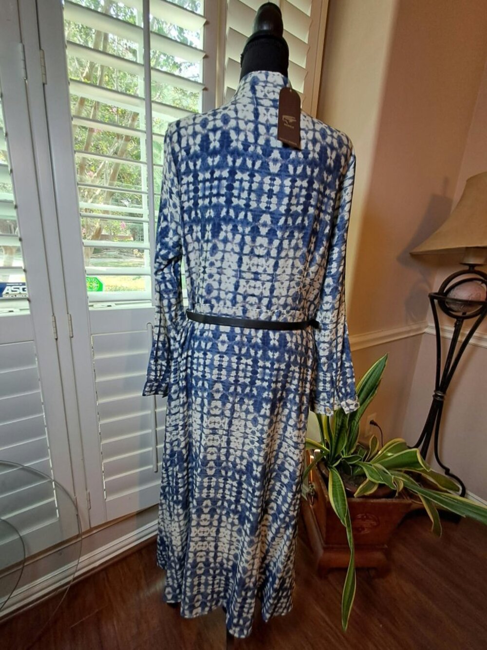 Menglu Tie Dye Shirt Dress Blue White L NWT - Picture 4 of 9